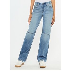 KanCan™ High Rise Open Ripped Straight Jean
